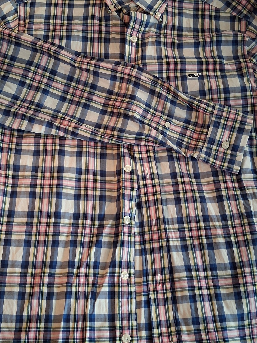 Mens Vineyard Vines Plaid Button-Down Shirt in Blue and Pink